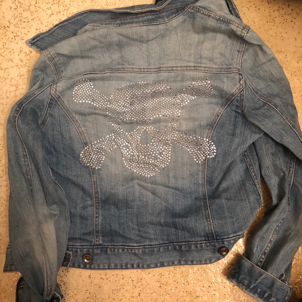Jean jacket with silver bedazzling